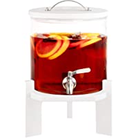 Los mejores  - Navaris Dispensador de Bebidas de Cristal - Botella con Grifo Soporte y Tapa de Madera para Bebida Caliente o fría…